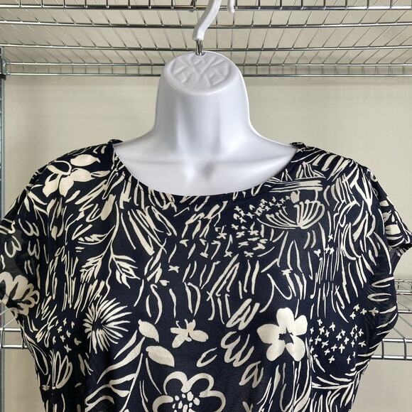Vintage Liz Roberts 80’s Navy Floral‎ Boho Dress Est. Size M Retro Coastal - Picture 6 of 10